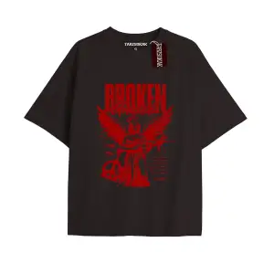 Unisex Erkek/kadın Kalp Kaburga T-shirt Siyah Kod 46