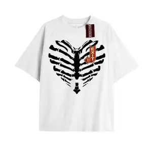 Unisex Erkek/kadın Kalp Kaburga T-shirt Siyah Kod 77