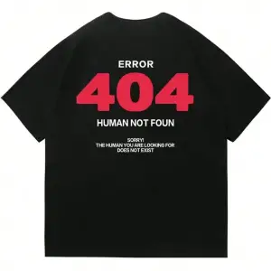 Unisex Error 404 Not Foun Baskılı Oversize %100 Pamuk