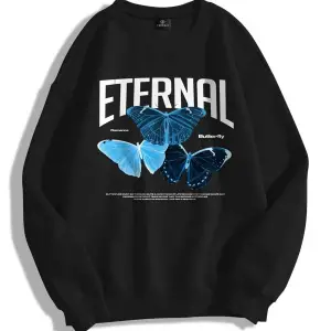 Unisex Eternal Bisiklet Yaka Sweatshirt Siyah