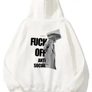 Unisex F Off Anti Social Sweatshirt Hoodie Beyaz