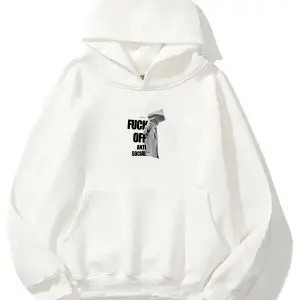 Unisex F Off Anti Social Sweatshirt Hoodie Beyaz