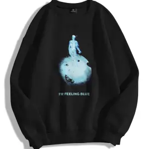 Unisex Feeling Blue Bisiklet Yaka Sweatshirt Siyah