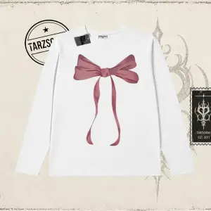 Unisex Fiyonk Kurdele Biskilet Yaka  Long Sleeve Beyaz