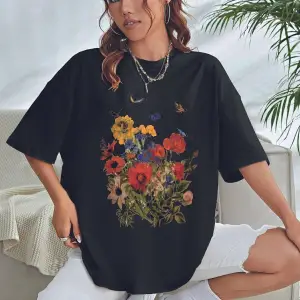 Unisex Flowers Baskılı Oversize