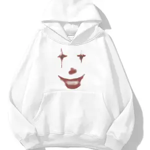 Unisex Fun Clown Sweatshirt Hoodie Beyaz