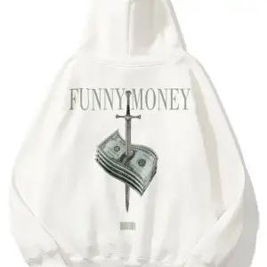 Unisex Funny Money Sweatshirt Hoodie Beyaz