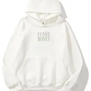 Unisex Funny Money Sweatshirt Hoodie Beyaz
