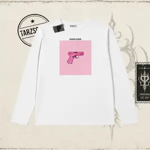 Unisex Gang Gang Biskilet Yaka  Long Sleeve Beyaz