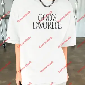 Unisex Gods Favorite Baskılı Tshirt Siyah Beyaz