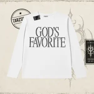 Unisex Gods Favorite Biskilet Yaka  Long Sleeve Beyaz