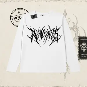 Unisex Gothic Ruthless Biskilet Yaka  Long Sleeve Beyaz
