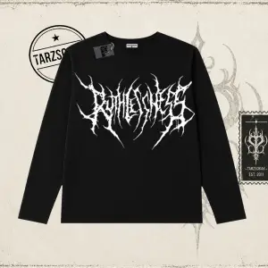 Unisex Gothic Ruthless Biskilet Yaka  Long Sleeve Beyaz