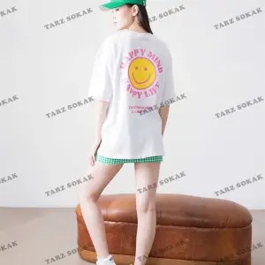 Unisex Happy Life Beyaz Tshirt