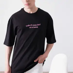 Unisex Happy Life Siyah Tshirt