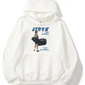 Unisex Harajuku Girl Beyaz Sweatshirt