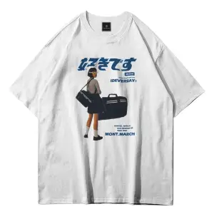 Unisex Harajuku Girl Beyaz Tshirt