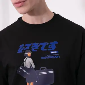 Unisex Harajuku Girl Siyah Tshirt