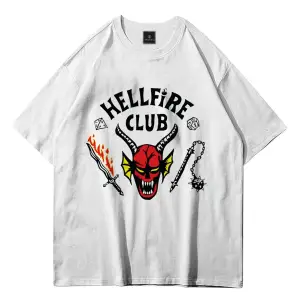 Unisex Hell Fire Club Tshirt Beyaz