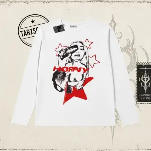Unisex Horny Star Biskilet Yaka  Long Sleeve Beyaz