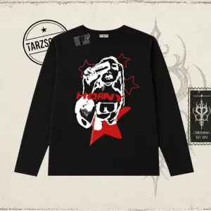 Unisex Horny Star Biskilet Yaka  Long Sleeve Beyaz