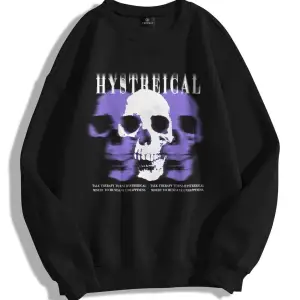 Unisex Hysterical Bisiklet Yaka Sweatshirt Siyah