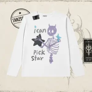 Unisex I Can Pick Star Biskilet Yaka  Long Sleeve Beyaz