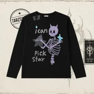 Unisex I Can Pick Star Biskilet Yaka  Long Sleeve Beyaz