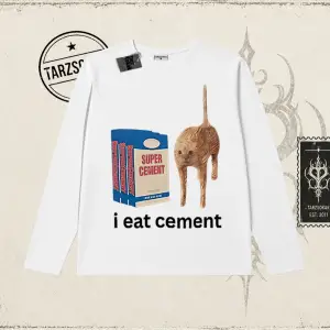 Unisex i eat cement Biskilet Yaka  Long Sleeve Beyaz