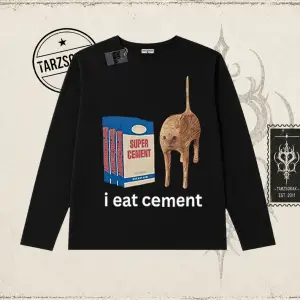 Unisex i eat cement Biskilet Yaka  Long Sleeve Beyaz