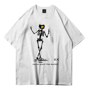 Unisex Iskelet Cactus Beyaz Tshirt