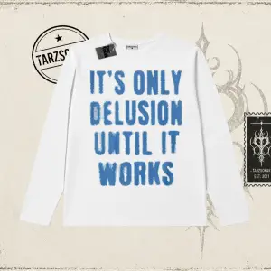 Unisex Its Only Delusion Biskilet Yaka  Long Sleeve Beyaz