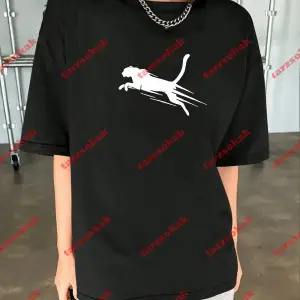 Unisex jaguar Baskılı Tshirt Beyaz