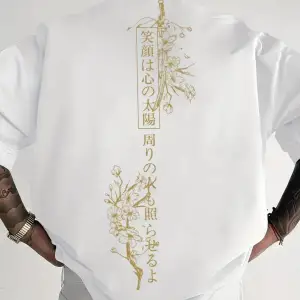 Unisex Japonca Yazı Baskılı Oversize