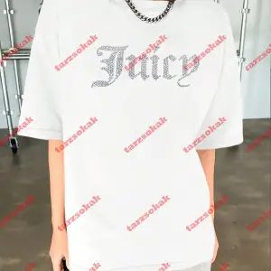 Unisex Juicy Baskılı Tshirt Beyaz