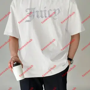 Unisex Juicy Baskılı Tshirt Beyaz