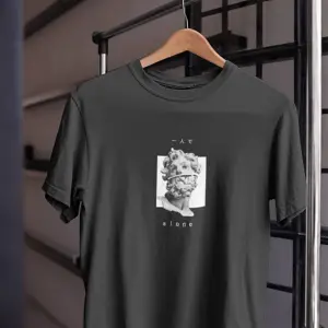 Unısex Kadın Erkek Alone Yalnız Heykel Mitoloji Dönem Eski Nesne%100 Pamuk Siyah Beyaz T-shirt