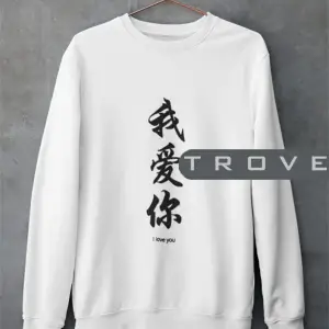 Unısex Kadın Erkek Anıme Seviyorum Uzun Kollu Siyah Beyaz %100 Pamuk Sweatshirt