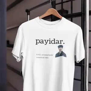 Unısex Kadın Erkek Atam Atatürk Payidar Kalıcı Sonsuz Siyah Beyaz Tasarım Baskılı %100 Pamuk T-shirt
