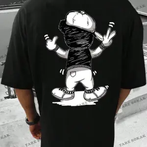 Unisex Kadın/Erkek Bear Özel Baskılı Renkli Oversize Penye