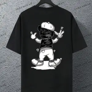 Unisex Kadın/Erkek Bear Özel Baskılı Renkli Oversize Penye