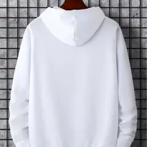 Unisex Kadın/Erkek Beyaz OK Baskılı Oversize Kapüşonlu Sweatshirt