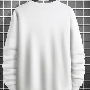 Unisex Kadın/Erkek Beyaz Who Am I Oversize Bisiklet Yaka Pamuklu Sweatshirt