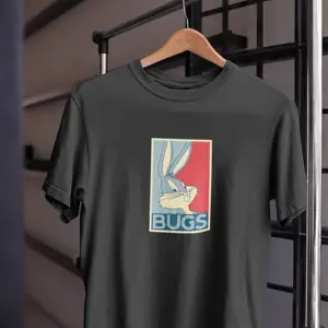 Unısex Kadın Erkek Bugs Bunny Havuç Siyah Beyaz Tasarım Baskılı % 100 Pamuk T-shirt