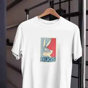 Unısex Kadın Erkek Bugs Bunny Havuç Siyah Beyaz Tasarım Baskılı % 100 Pamuk T-shirt