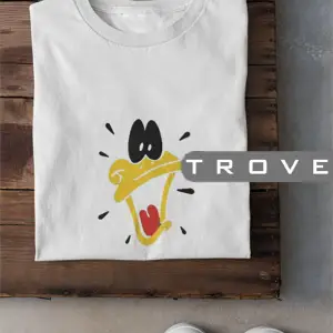 Unısex Kadın Erkek Daffy Duck Bakış Siyah Beyaz Tasarım Baskılı % 100 Pamuk T-shirt