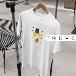 Unısex Kadın Erkek Daffy Duck Bakış Siyah Beyaz Tasarım Baskılı % 100 Pamuk T-shirt