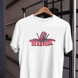 Unısex Kadın Erkek Deadpool X-men Marvel Siyah Beyaz Tasarım Baskılı % 100 Pamuk T-shirt