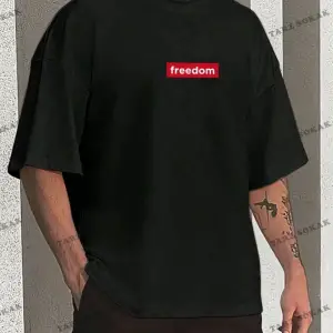 Unisex Kadın/Erkek FREEDOM Renkli Özel Baskılı Oversize Penye