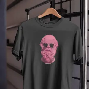 Unısex Kadın Erkek Gözlük Heykel Mitoloji Barok Rokoko %100 Pamuk Siyah Beyaz T-shirt